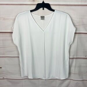 Chicos Top Womens 3 XL White V-Neck Blouse Dolman Sleeve Woven Knit Pullover